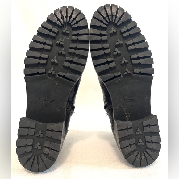 ZARA Basic Collection Black Leather Buckle Ankle Boots size 40 - Picture 5 of 5